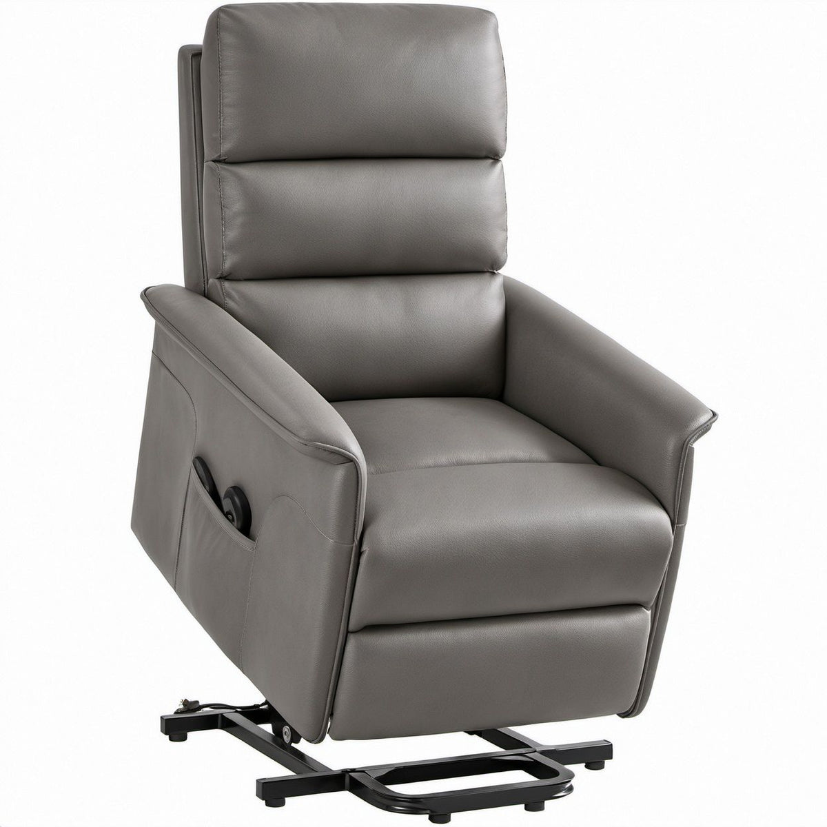 Manuell verstellbarer Relaxsessel aus grauem PU-Kunstleder, 86 x 93 x 105 cm