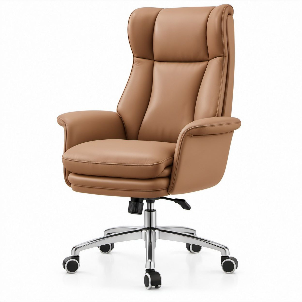 Ergonomischer Chefsessel aus braunem PU-Kunstleder, 68 x 70 x 116–126 cm
