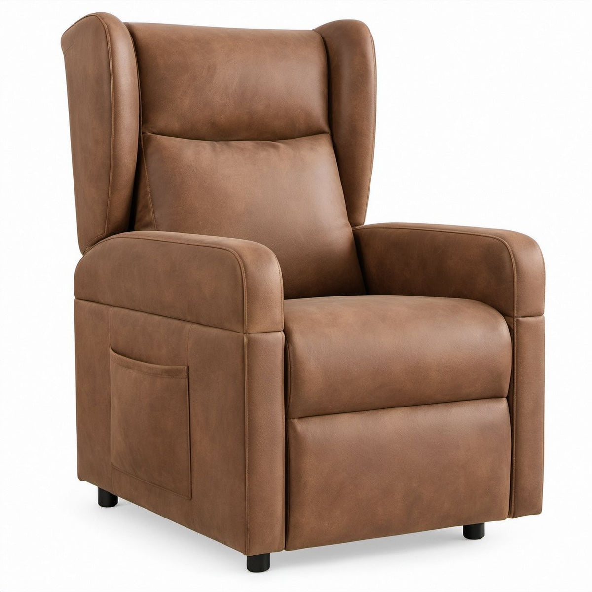 Ohrensessel aus braunem PU-Kunstleder, 85 x 95 x 105 cm