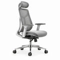 Ergonomischer Drehstuhl mit Kopfstütze, Grau/Silber, 66 x 66 x 118–128 cm