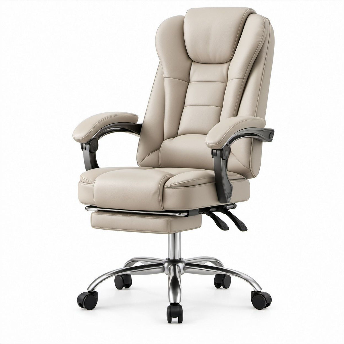Ergonomischer Bürostuhl mit Fussstütze, Beige, 67 x 70 x 118–128 cm